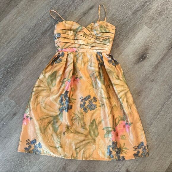 Anthropologie Botanica Dress by James Coviello Orange Watercolor size 2 - Picture 3 of 11